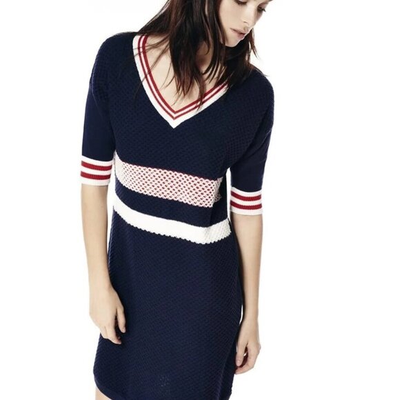 Nautical Cotton Mini Sweater Dress - Picture 1 of 11